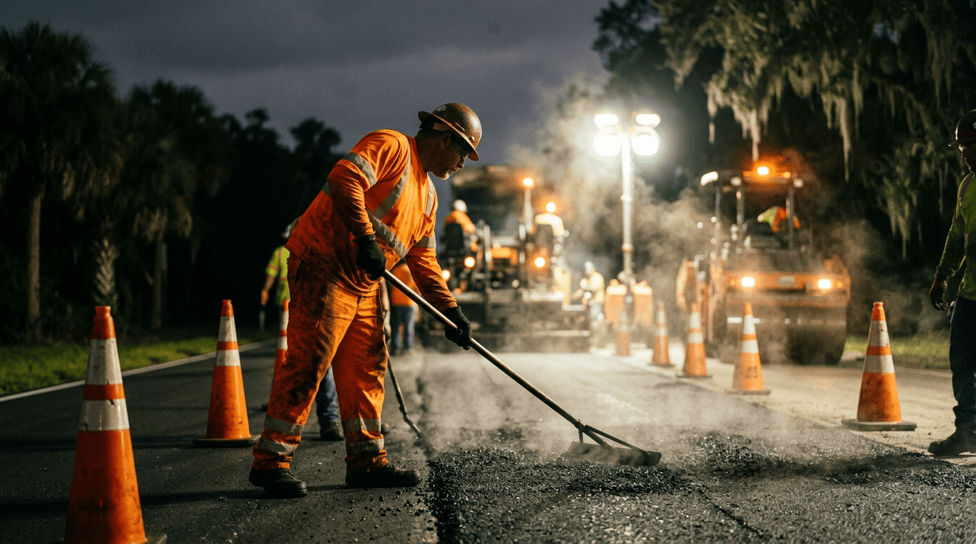 Night Paving Starts on New Tampa Boulevard: 1.8 Miles, Eight Weeks, and School Back on Aug. 10